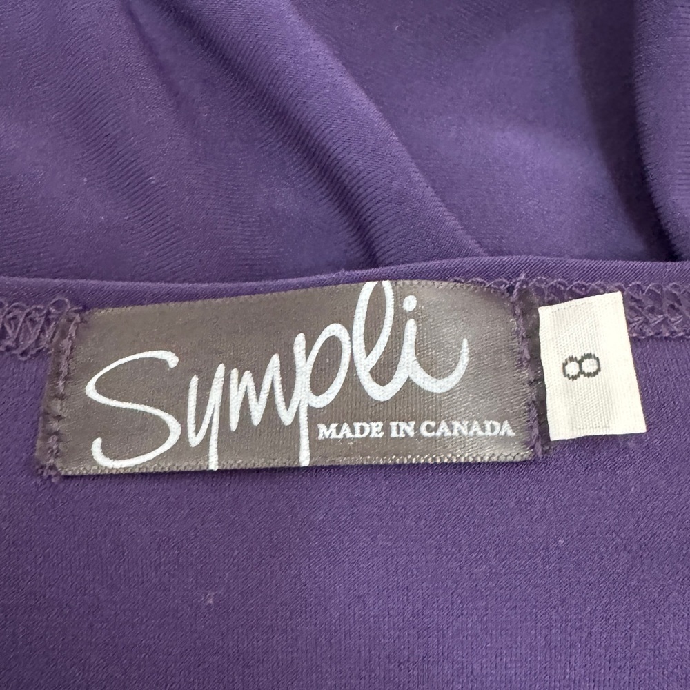 Sympli Halo Tunic Purple Top Size 8 Made in Canada Cutout Neck Stretch Jersey - Picture 6 of 6